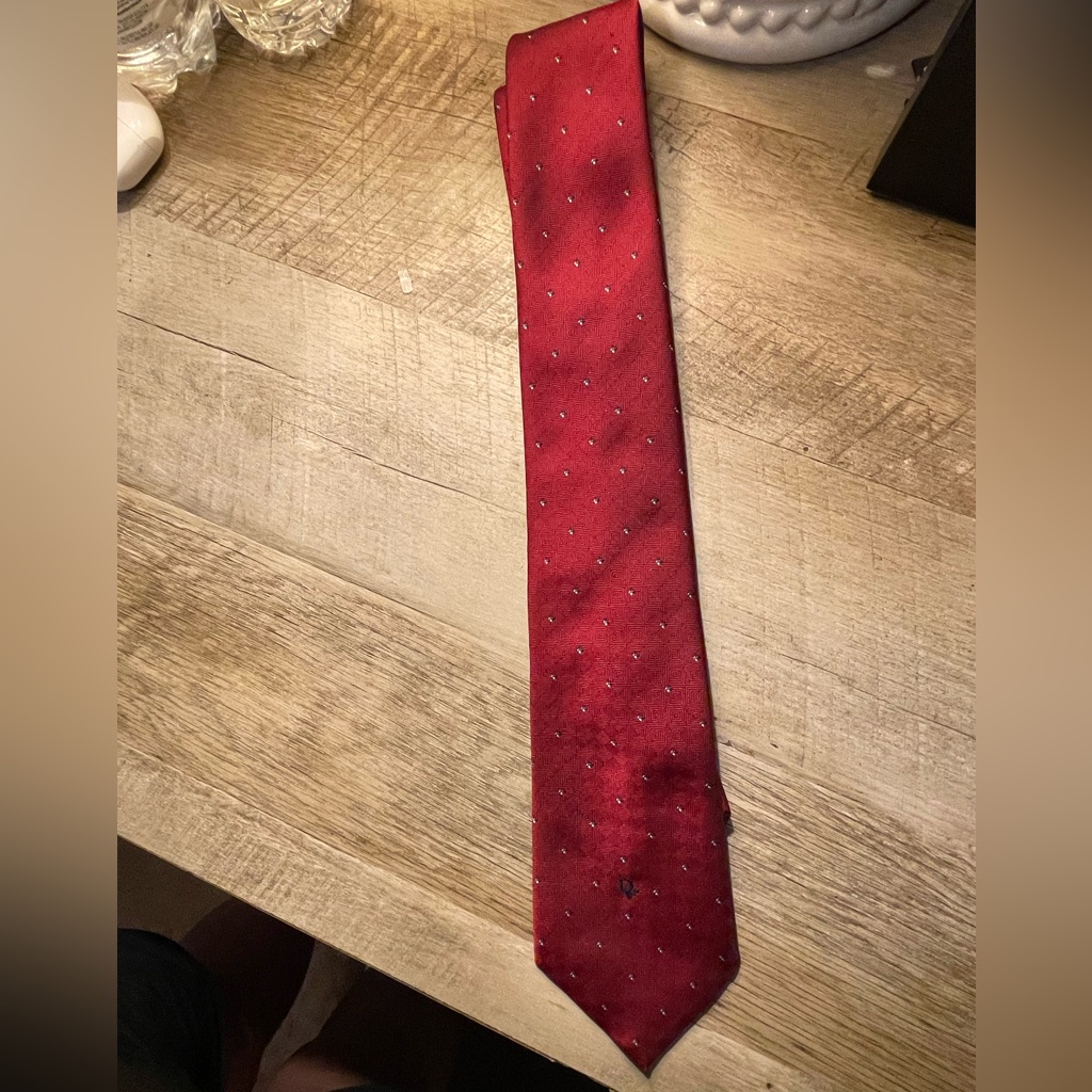 Vintage Christian Dior Men's Red Pattern Tie